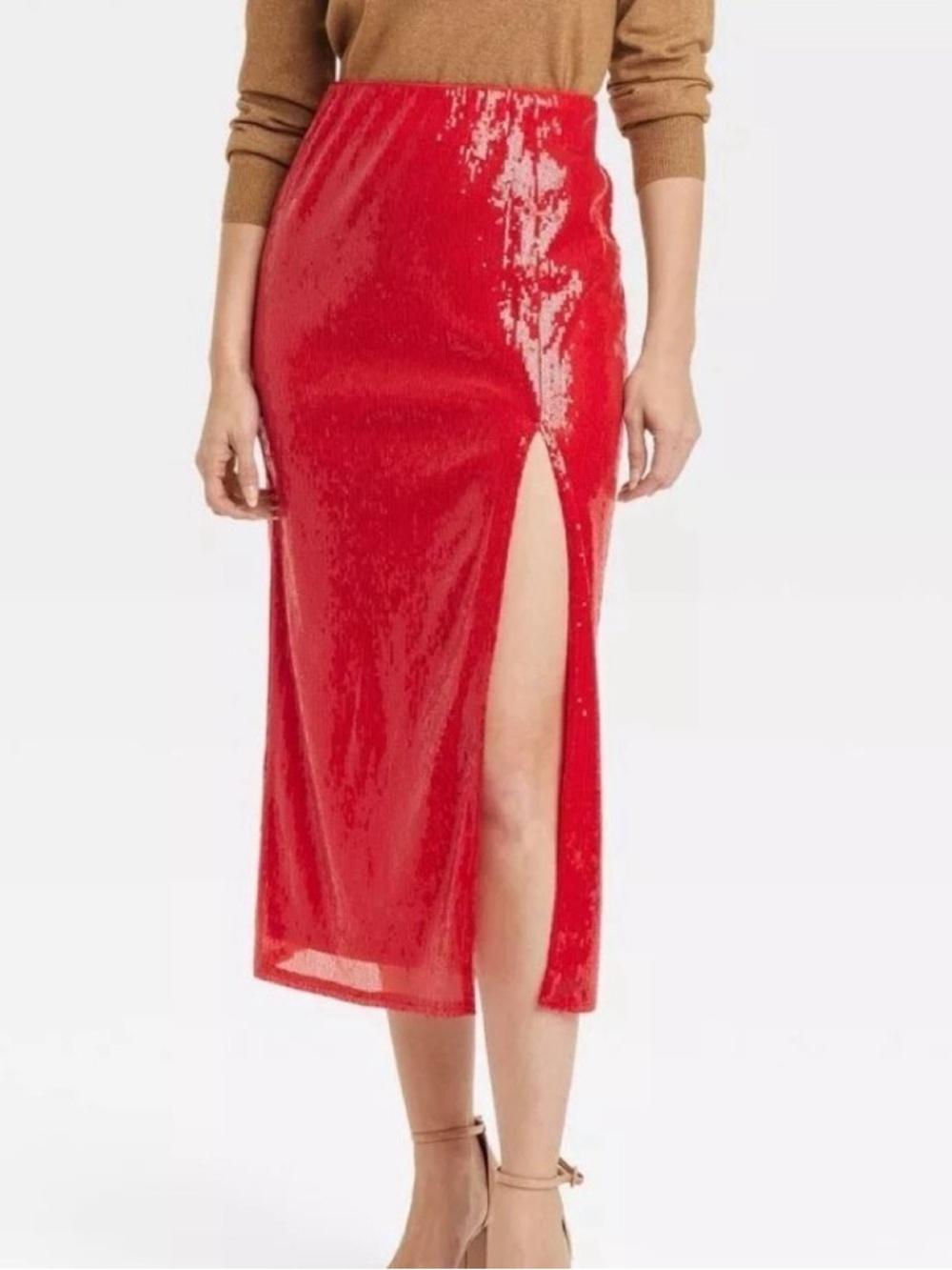 A New Day Women's Mid Rise Midi A-Line Sequin A-Line Skirt-Size XL